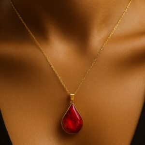 valorishine exclusive – ruby drop Çelik kolye