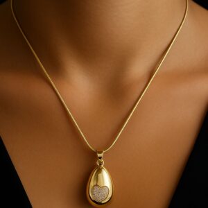 valorishine exclusive – golden heart drop Çelik kolye