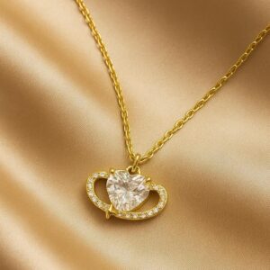 valorishine signature – crystal heart shine Çelik kolye